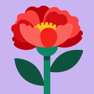 鲜艳红色花朵插画