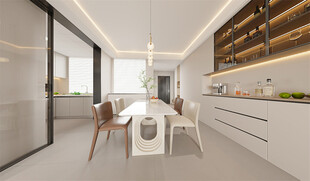 现代简约风开放式餐厅厨房