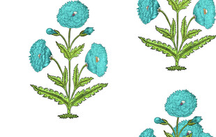 蓝色花朵植物图案设计