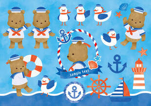 海洋风可爱动物图案设计