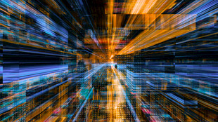 绚丽光线交织的科幻场景