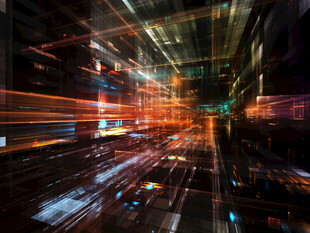 城市夜景光影流动画面