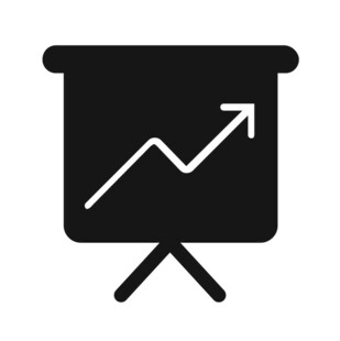 投影幕上的增长趋势图