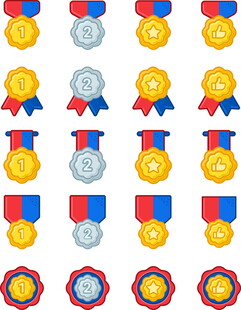 多彩勋章图标集合