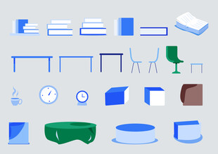 简约蓝色系办公用品 