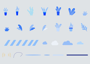 蓝色简约图标元素 