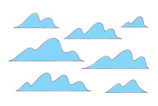 蓝色简约风格云朵图案