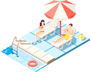 夏日泳池休闲场景