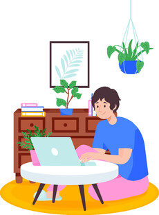 居家办公的男子
