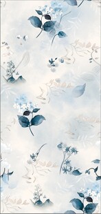 蓝白水墨风花卉图案背景