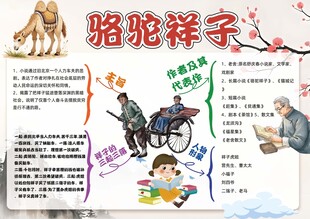 骆驼祥子可爱文章手绘插画手抄报