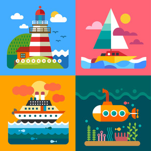 海洋航行元素插画