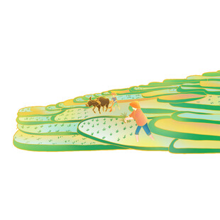 田园农耕场景插画