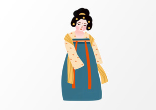 唐代仕女形象插画