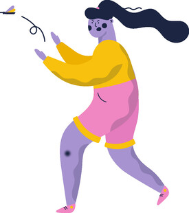 女孩欢快跳绳瞬间