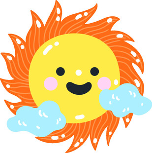 微笑太阳与云朵