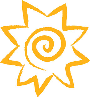 手绘黄色螺旋花纹太阳图案