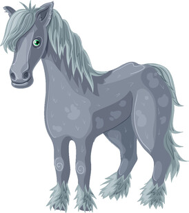 灰色长毛小马插画形象