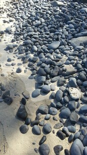 沙滩上的圆润鹅卵石