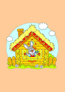 卡通风格的温馨小木屋