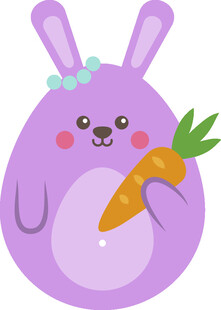 紫色萌兔抱胡萝卜