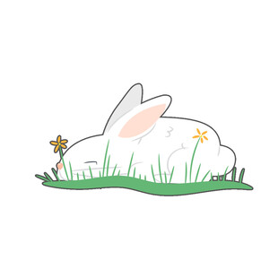 草地上休憩的可爱白兔
