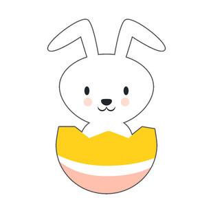 兔子从彩蛋中探出脑袋