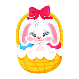 可爱小兔在篮子里