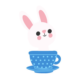 茶杯中的可爱兔子头