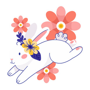 跳跃的花朵小兔