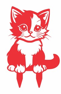 可爱红白猫咪卡通形象