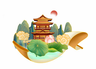荷花插画