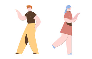 时尚行走的男女形象