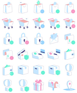 多彩购物与礼品图标 