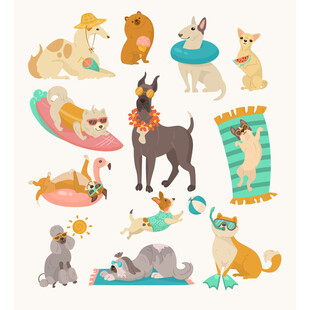 可爱狗狗插画集合