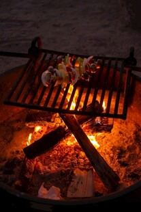 户外篝火上的美味烧烤