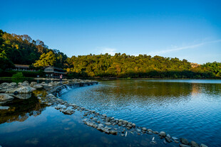 宁静湖畔秋景
