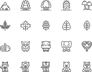 可爱动植物线条图标 