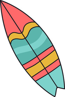 多彩条纹冲浪板
