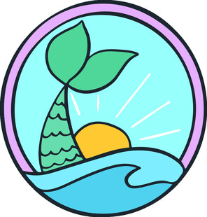 美人鱼尾与海上日出图案