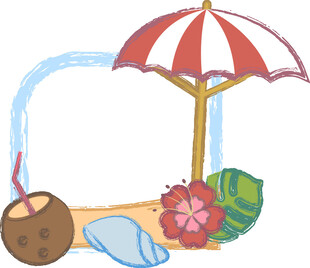 夏日海滩度假元素插画