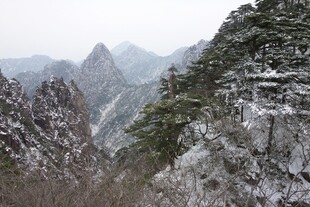 雪覆山峦美景