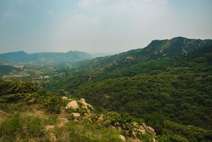 山间绿意盎然的秀丽景致