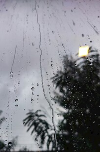 雨天玻璃上的水滴