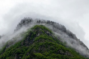 云雾缭绕的翠绿山峰