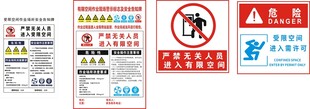 受限空间安全作业告知牌 消防