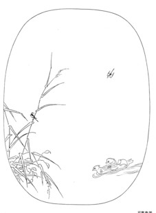 水墨风竹荷蜻蜓写意画
