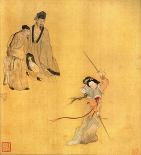 古代舞者持剑起舞图