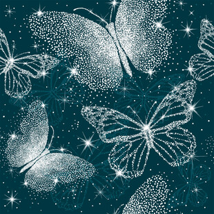 梦幻银蝶星空背景图