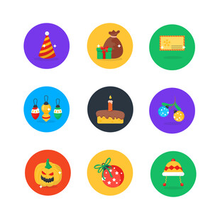 多彩圣诞主题图标 